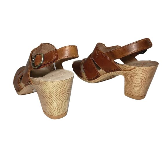 Dansko Tatiana Tan Pull Up Leather Sandals Size 36 Comfort Heel Slingback - Picture 4 of 16